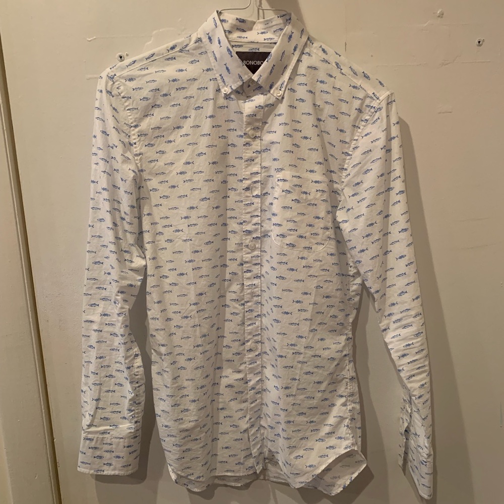 Bonobos Tailored Slim Fit Fish Print Shirt - Small